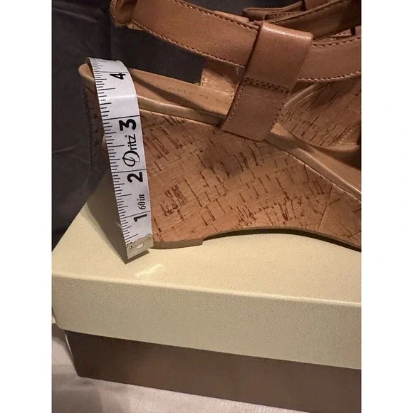 Franco Sarto Leather Corridor Wedges Cork Heel Adjustable Buckle Size 10M - Picture 5 of 5